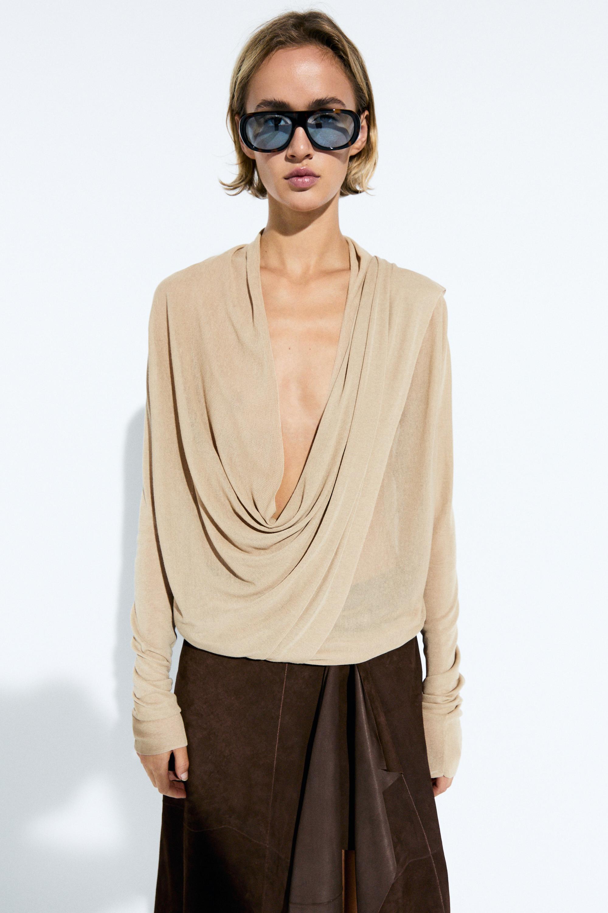 Cardigan en maille à détail drapé croisé